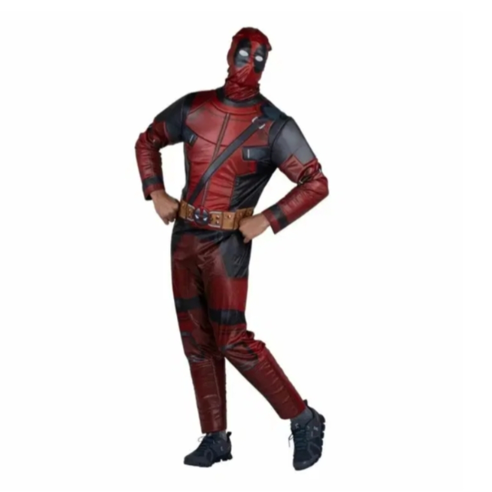 Marvel Deadpool Costume Includes Padded Jumpsuit & Fabric Mask Adult L New!